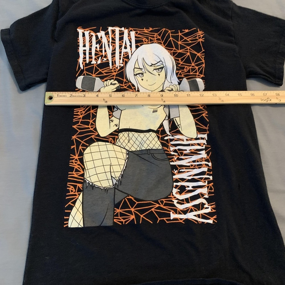 Hentai Anime Shirt Mens Small Black Waifu Graphic Tee 2021 Streetwear Manga - Picture 4 of 7